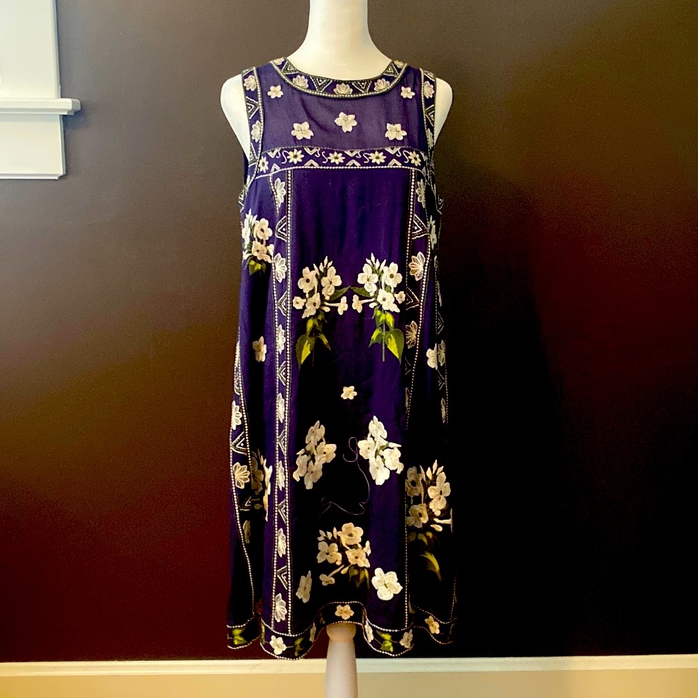 Maeve navy embroidered dress